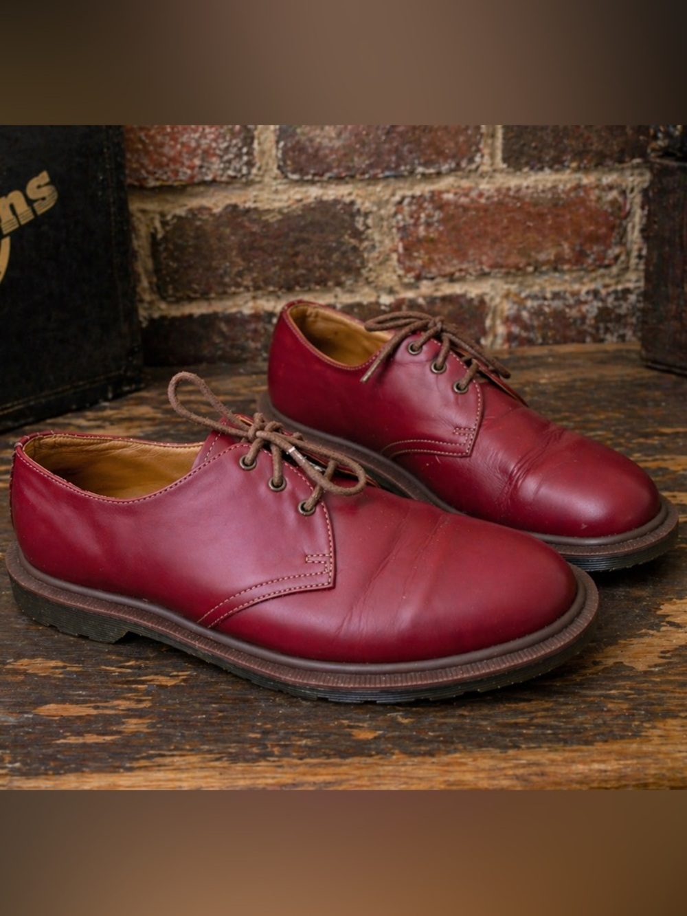 Dr. Martens 1461 Vintage Cherry Red Made In England  Oxfords UK 4 US 6 Rare